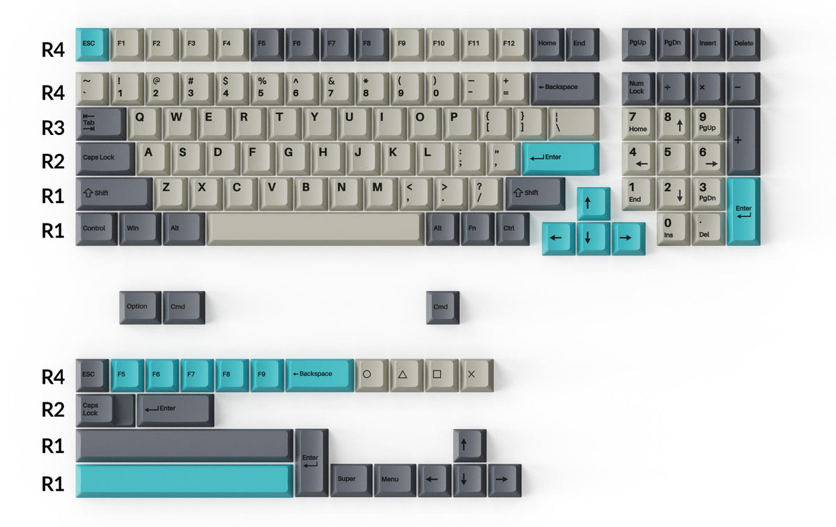 Cherry Profile Double-Shot PBT Full Set Keycaps Dolch Blue Compatible with 96 Percent 75 Percent 65 Percent US Layout