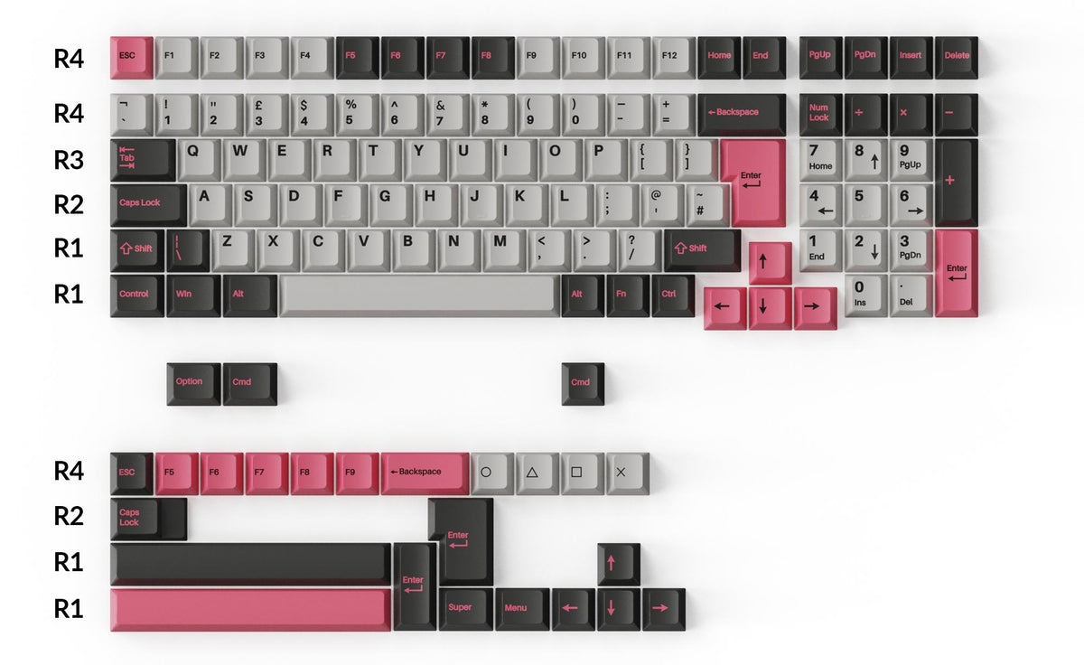 Cherry Profile Double-Shot PBT Full Set Keycaps Dolch Pink UK ISO Layout