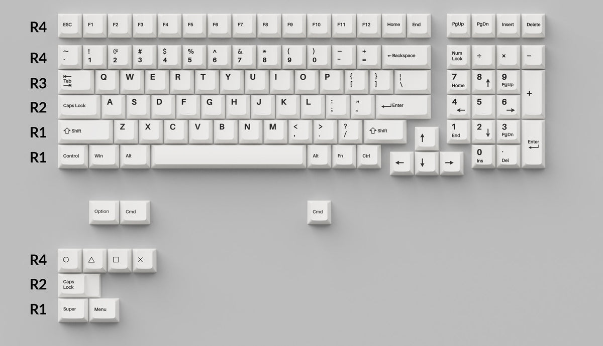 Cherry Profile Double-Shot PBT Keycaps Full Set Black on White Bow