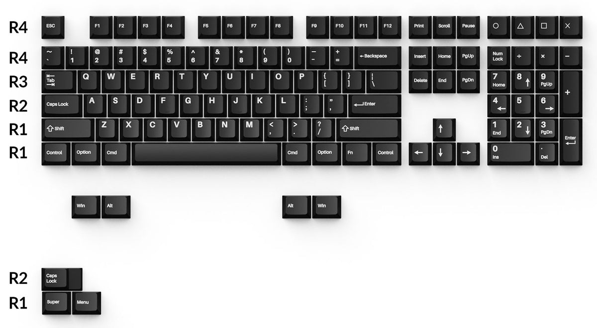 Keychron double-shot PBT Cherry full set keycap set-White on Black Wob