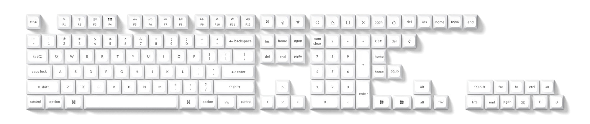 Double Shot KSA PBT Keycap Full Keycap Set Black on White