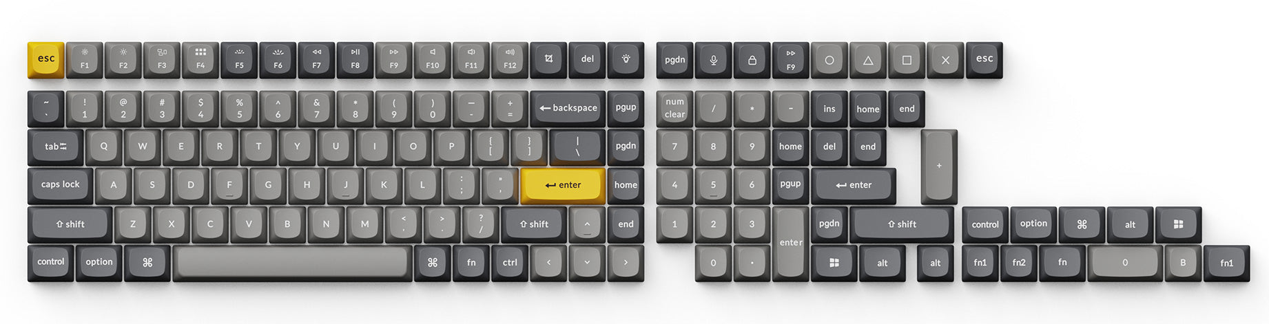 Keychron Double Shot PBT OSA 全鍵帽套裝(134 鍵) - Black and Grey