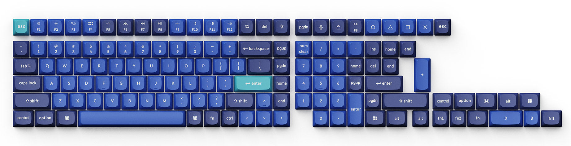 Double Shot PBT OSA Full Set Keycap Set-Light and Dark Blue