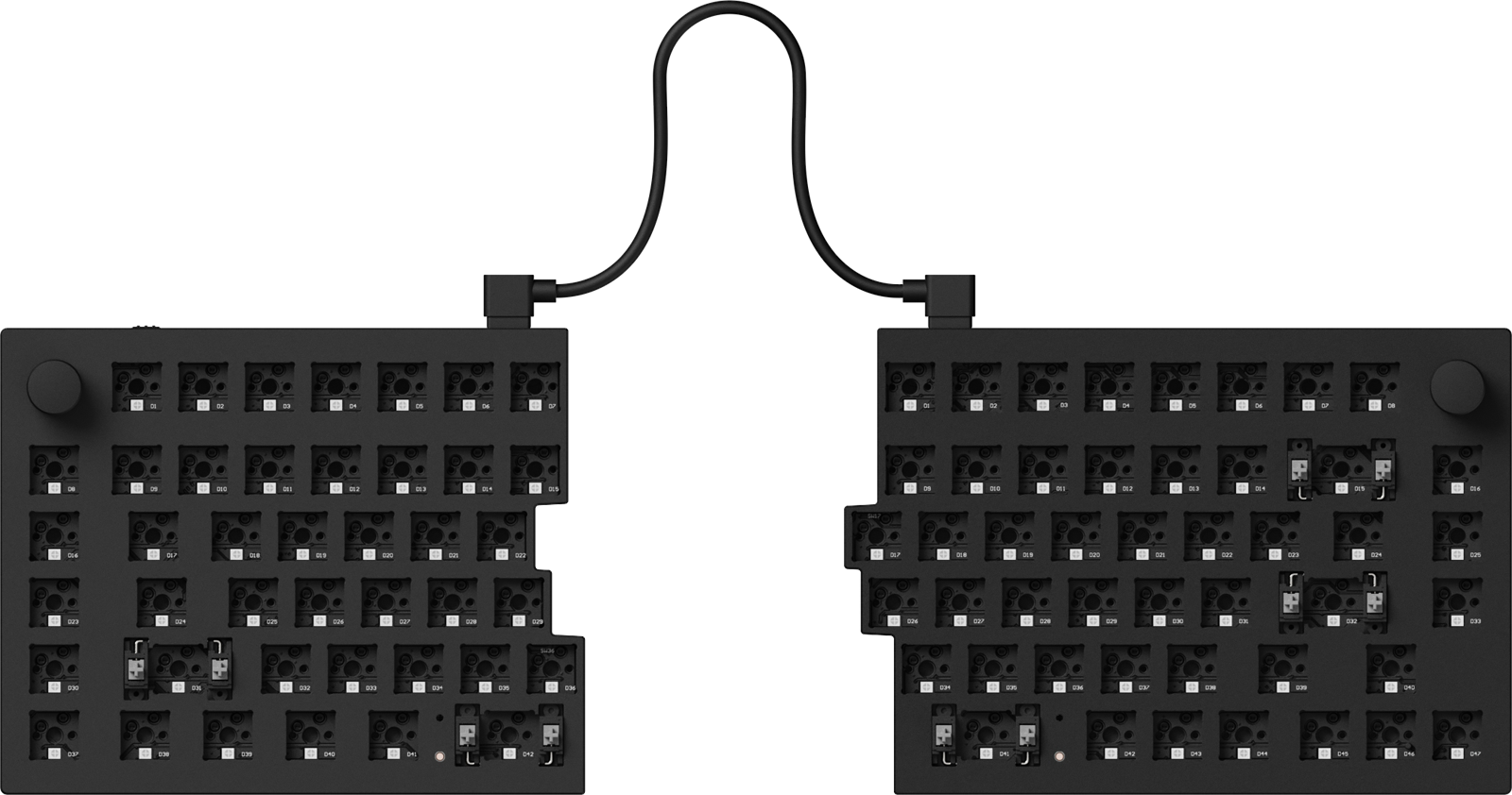 Barebone US layout of QMK VIA screen capture of Rotary encoder function of Keychron Q11 75% Layout Split Custom Mechanical Keyboard