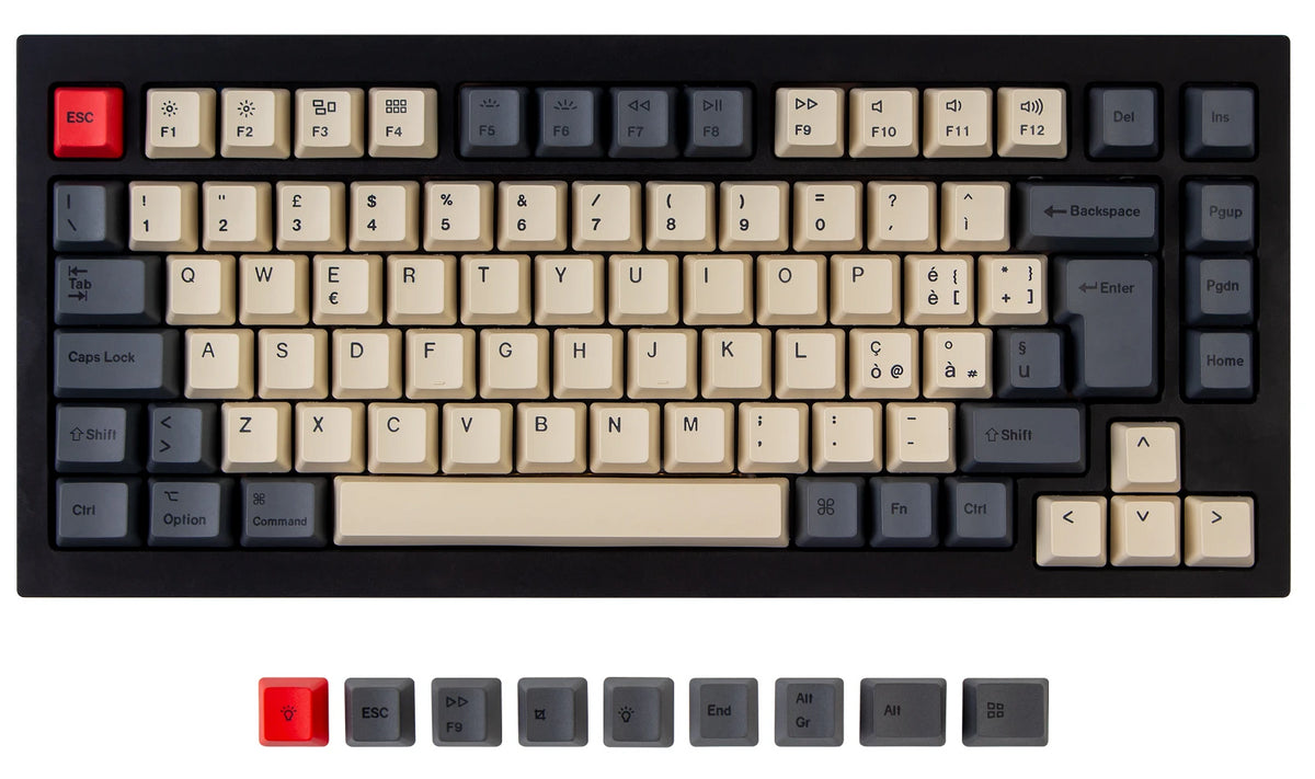 ISO Q1 Q1 Pro V1 K2 K2 Pro OEM Dye-Sub PBT Keycap Set - Carbon