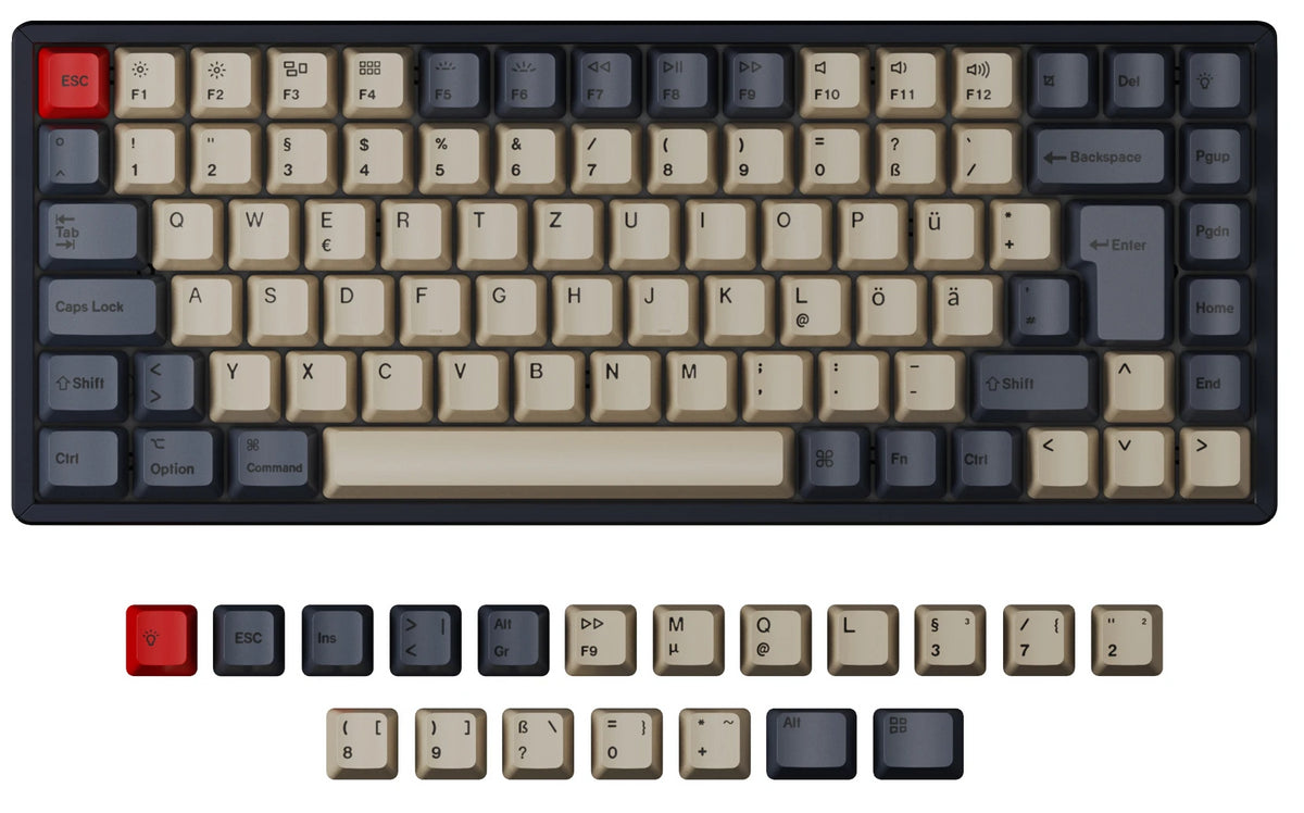 ISO Q1 Q1 Pro V1 K2 K2 Pro OEM Dye-Sub PBT Keycap Set - Carbon