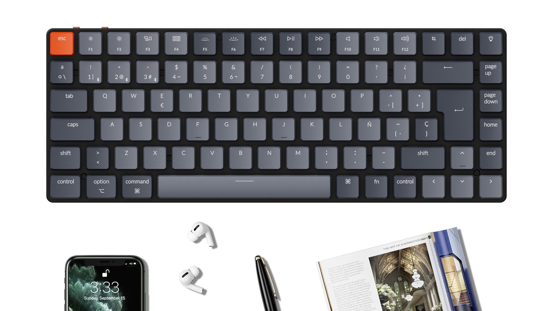 Keychron K3 ultra-slim hot-swappable wireless mechanical keyboard Mac Windows iOS Android Keychron low profile Optical switch Spanish ISO layout