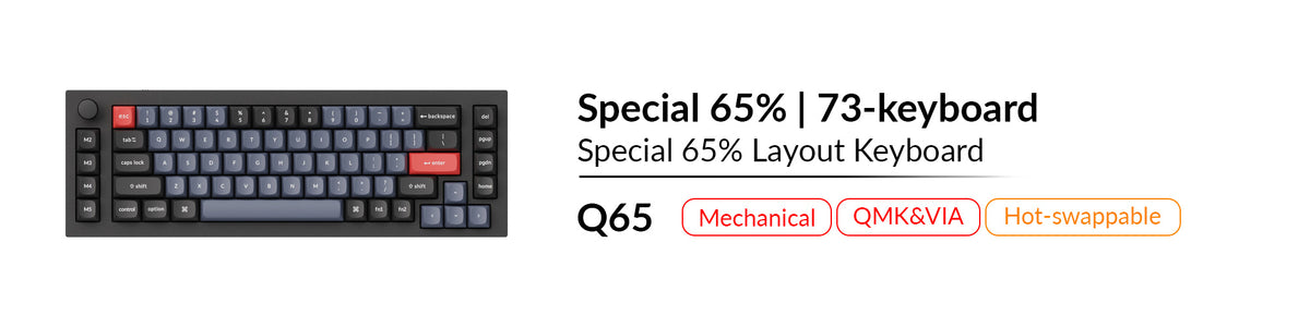 Keychron Q65 mechanical QMK VIA hot swappable special 65 percent layout keyboard