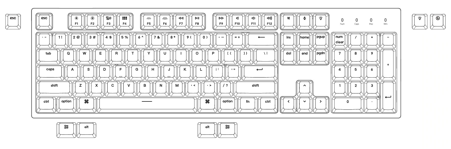 Keychron C2 hot-swappable wired type-c mechanical keyboard 104-keys full-size layout for Mac Windows iOS Gateron switch red blue brown RGB backlight