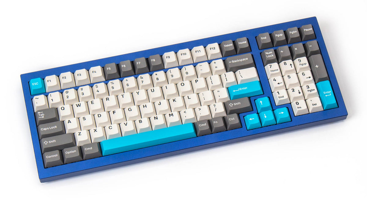 Keychron double-shot PBT Cherry full set keycap set grey white and blue