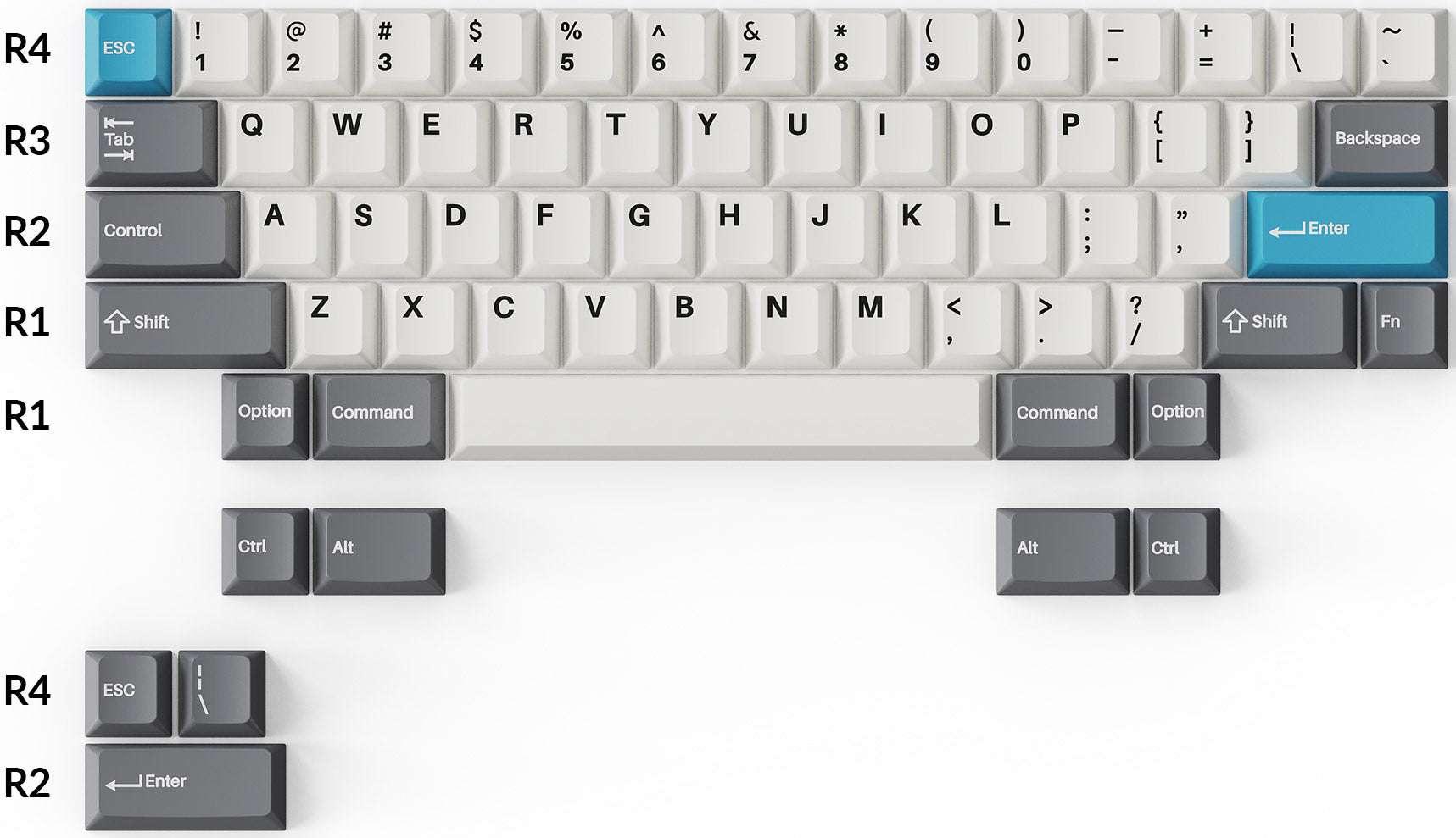 Keychron double-shot PBT Cherry full set keycap set grey white and blue