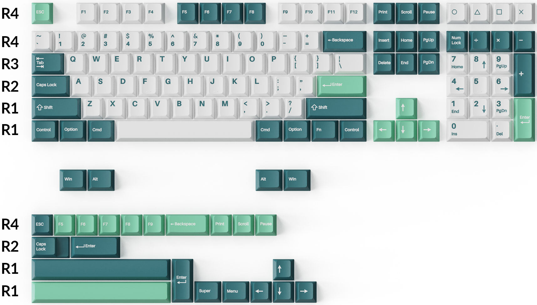 Keychron Cherry Profile Double-Shot PBT Keycaps - White Mint