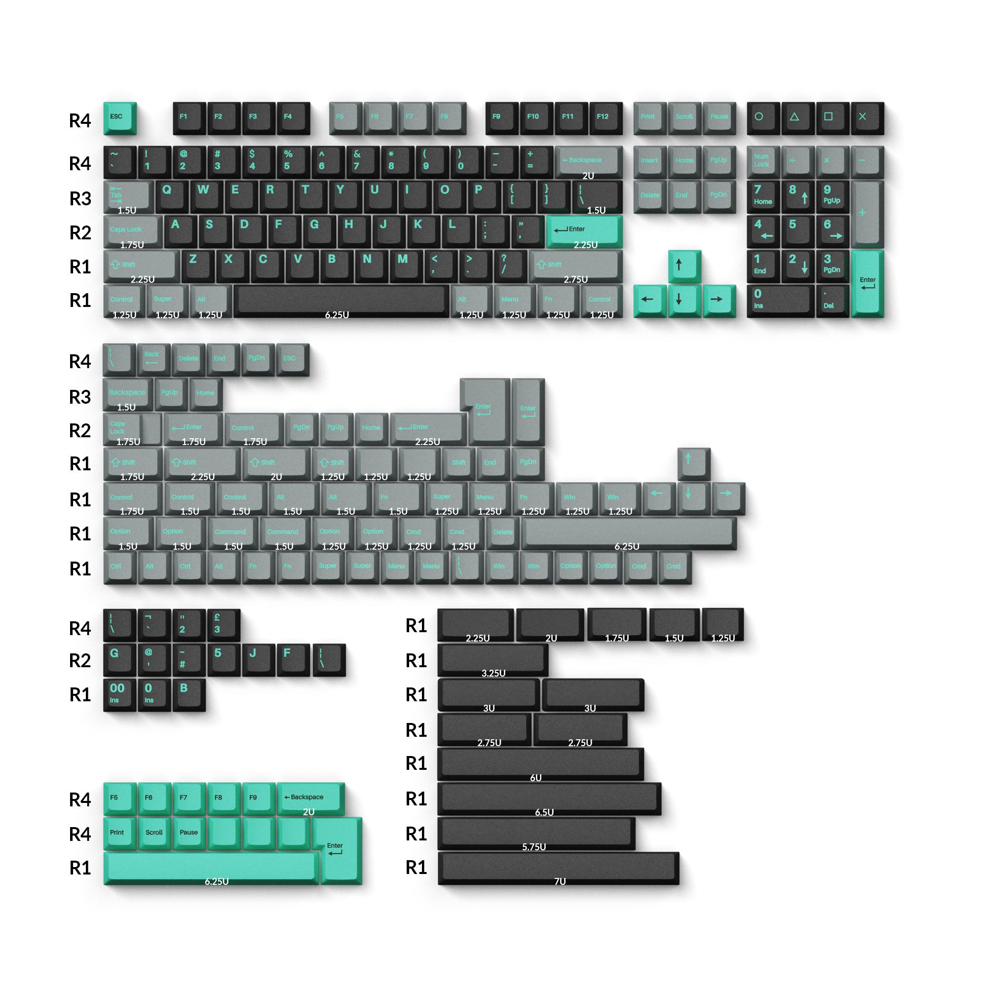 Keychron double-shot PBT Cherry full set keycap set-Hacker Mint