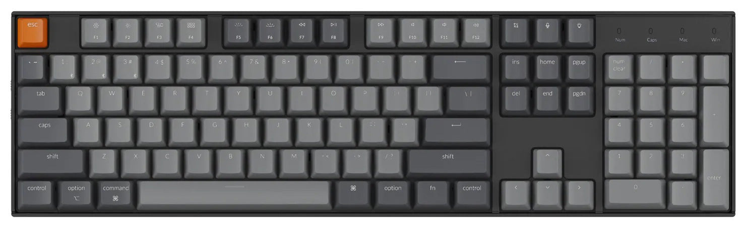 keychron k10 full size wired wireless mechanical keyboard white rgb backlight gateron switches mac windows layout