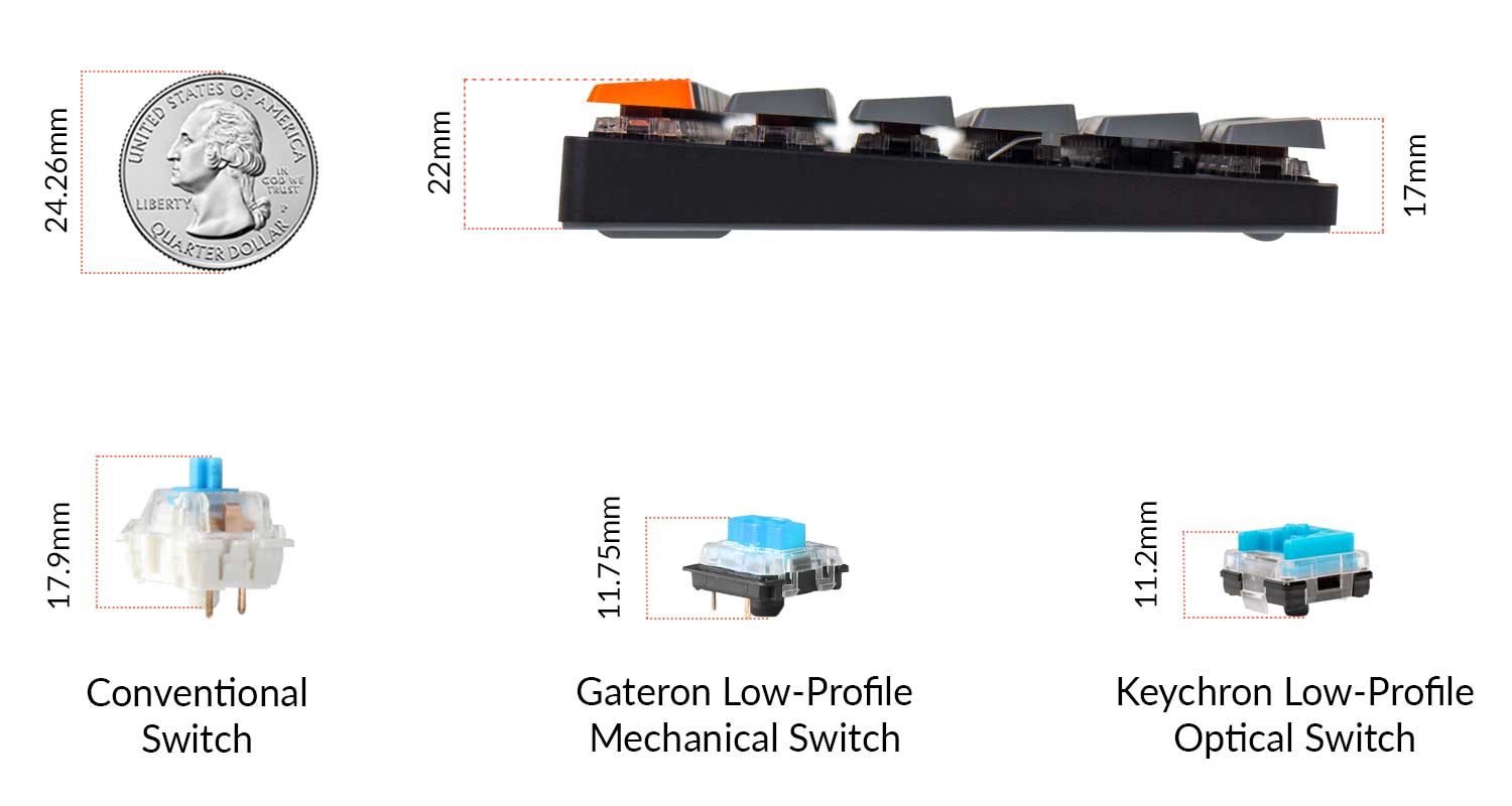 Keychron K1 SE ultra-slim Hot-swappable wireless mechanical keyboard Mac Windows iOS Android Ultra-slim body