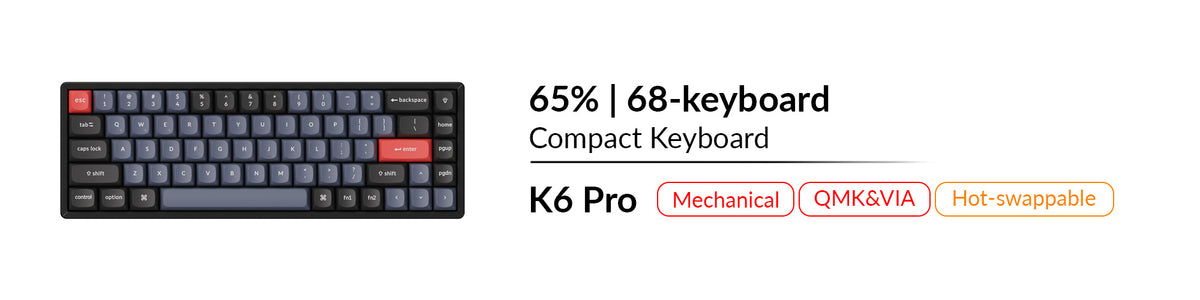 Keychron K6 Pro mechanical QMK VIA hot swappable compact 65 percent keyboard