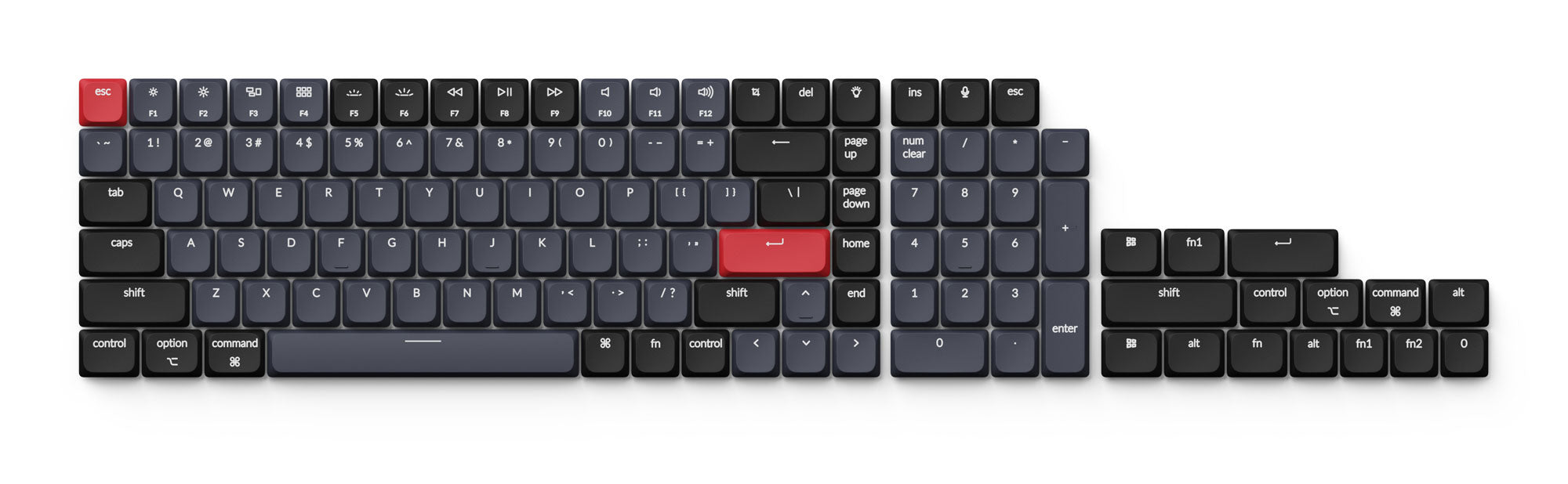 Keychron low profile ABS keycap full keycap set black and grey