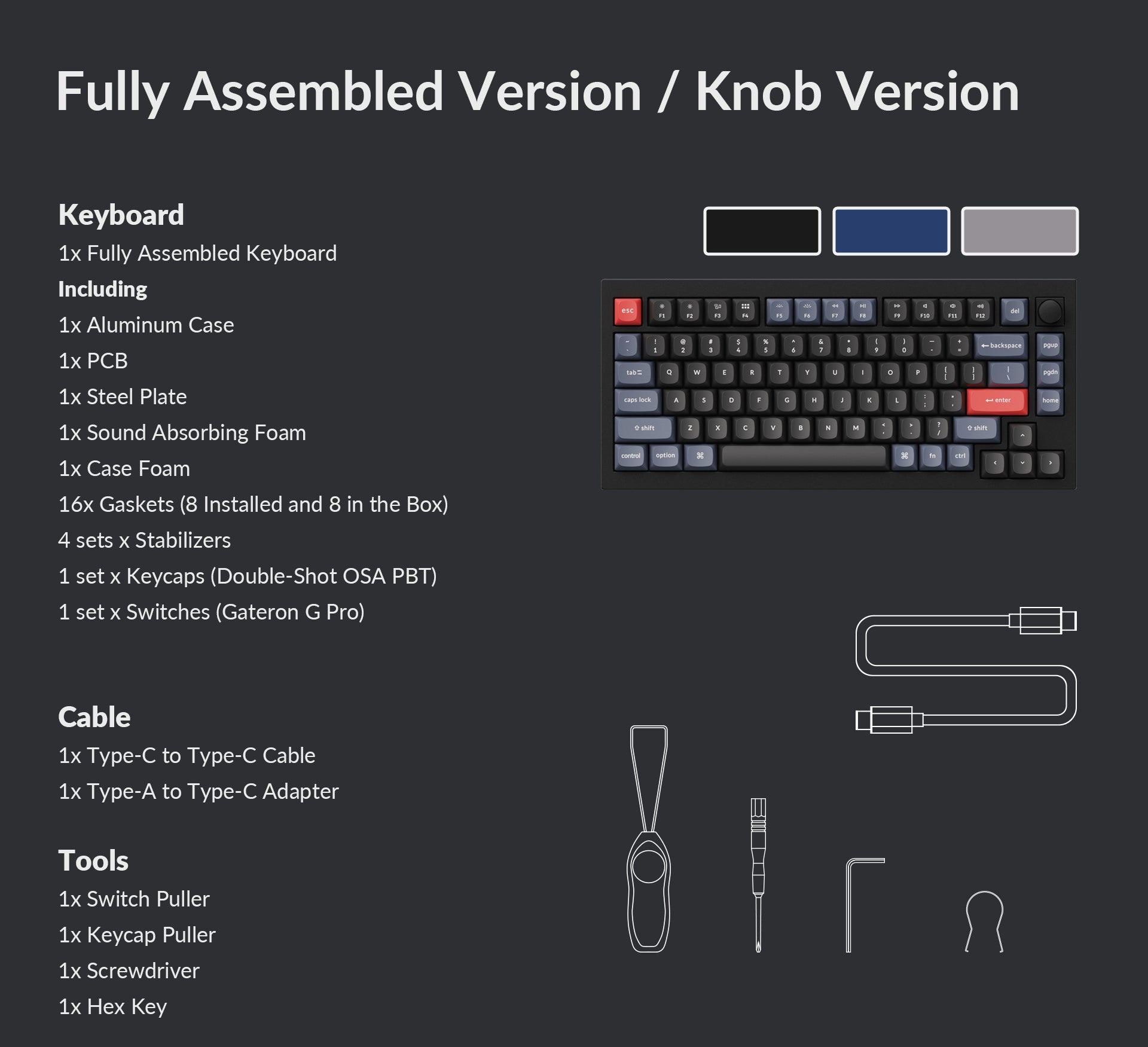 keychron Q1 knob Version Gateron Pro 赤軸 PC/タブレット PC周辺機器