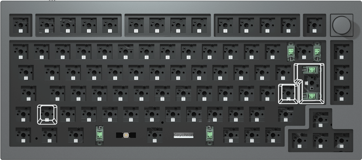 Keychron Q1 QMK VIA custom mechanical keyboard with rotarty encoder knob version with double-gasket design and screw-in PCB stabilizer and hot-swappable south-facing RGB barebone ISO layout for UK DE FR IT ES