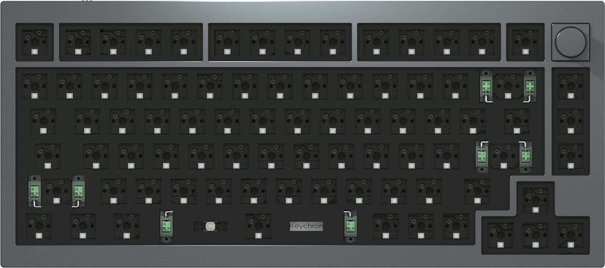 Barebone US layout of Keychron Q1 QMK VIA 75% layout custom mechanical keyboard with rotary encoder knob version