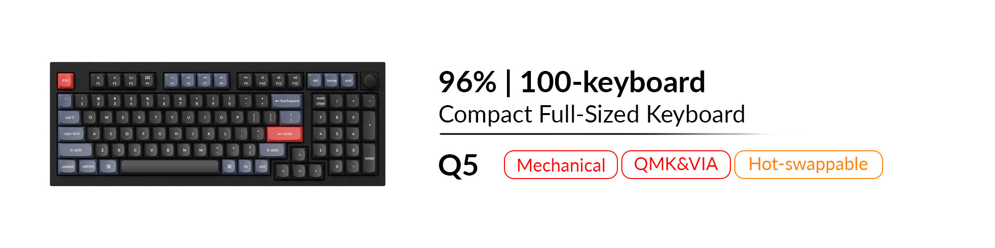 Keychron Q5 mechanical QMK VIA hot swappable compact full size 96 percent keyboard