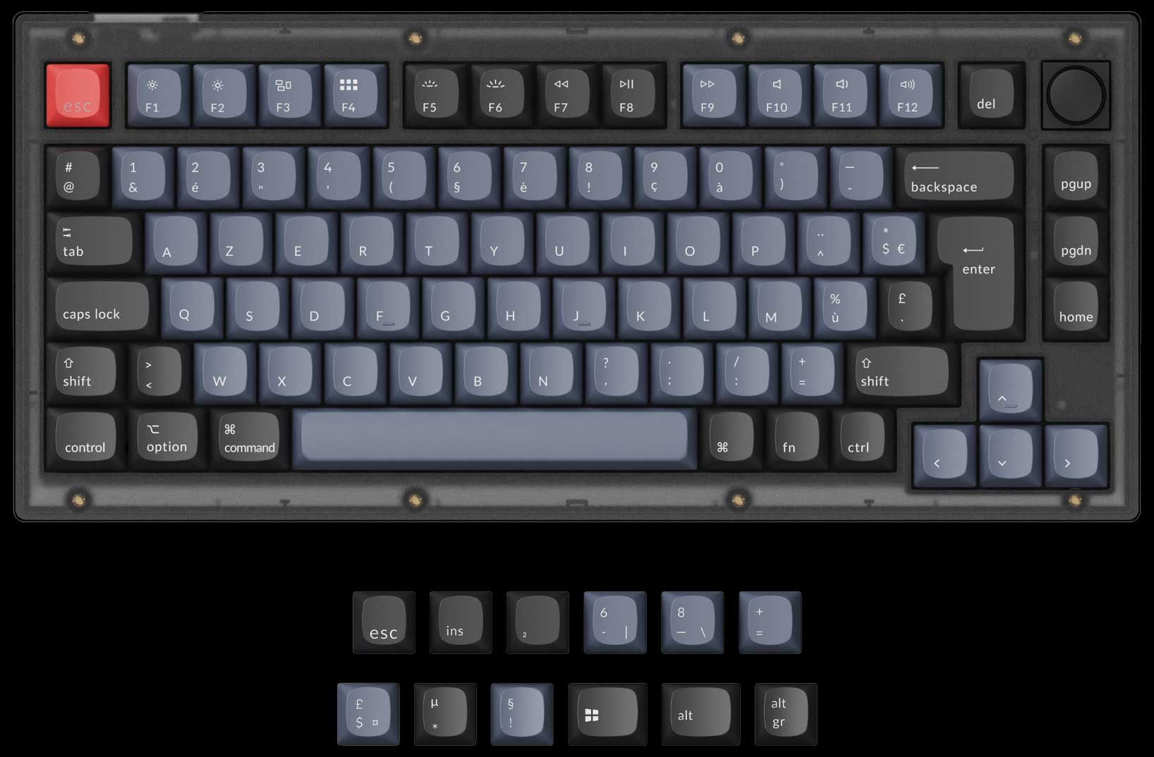 Keychron V1 Custom Mechanical Keyboard-French ISO Layout for Mac and Windows