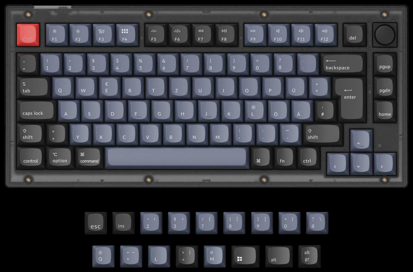 Keychron V1 Custom Mechanical Keyboard-German ISO Layout for Mac and Windows