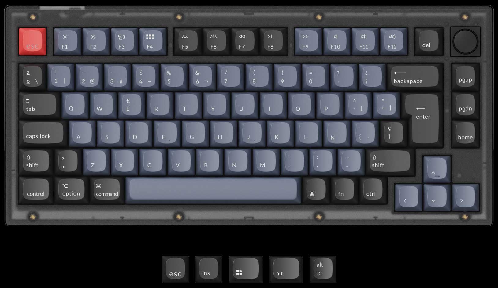 Keychron V1 Custom Mechanical Keyboard-Spanish ISO Layout for Mac and Windows