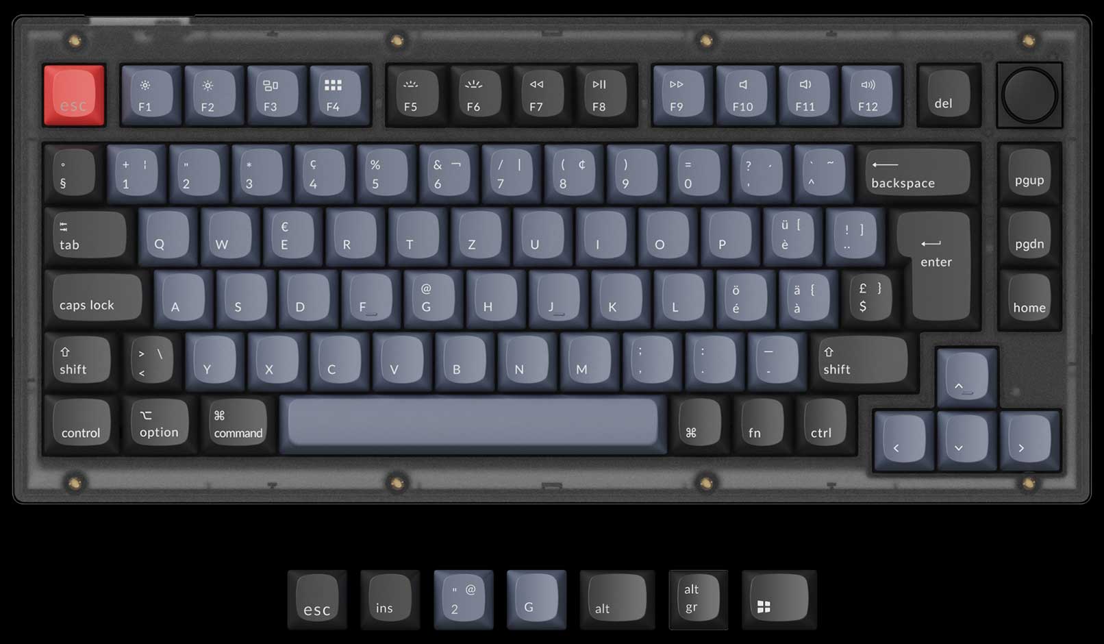 Keychron V1 Custom Mechanical Keyboard-Swiss ISO Layout for Mac and Windows