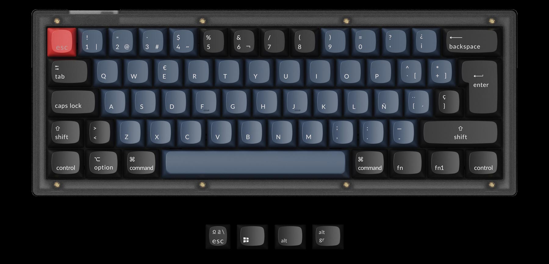 Keychron V4 QMK/VIA Custom Mechanical Keyboard 60 Percent Spanish ISO Layout
