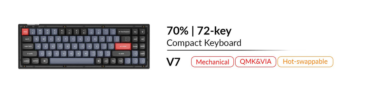 Keychron V7 mechanical QMK VIA hot swappable compact 70 percent keyboard