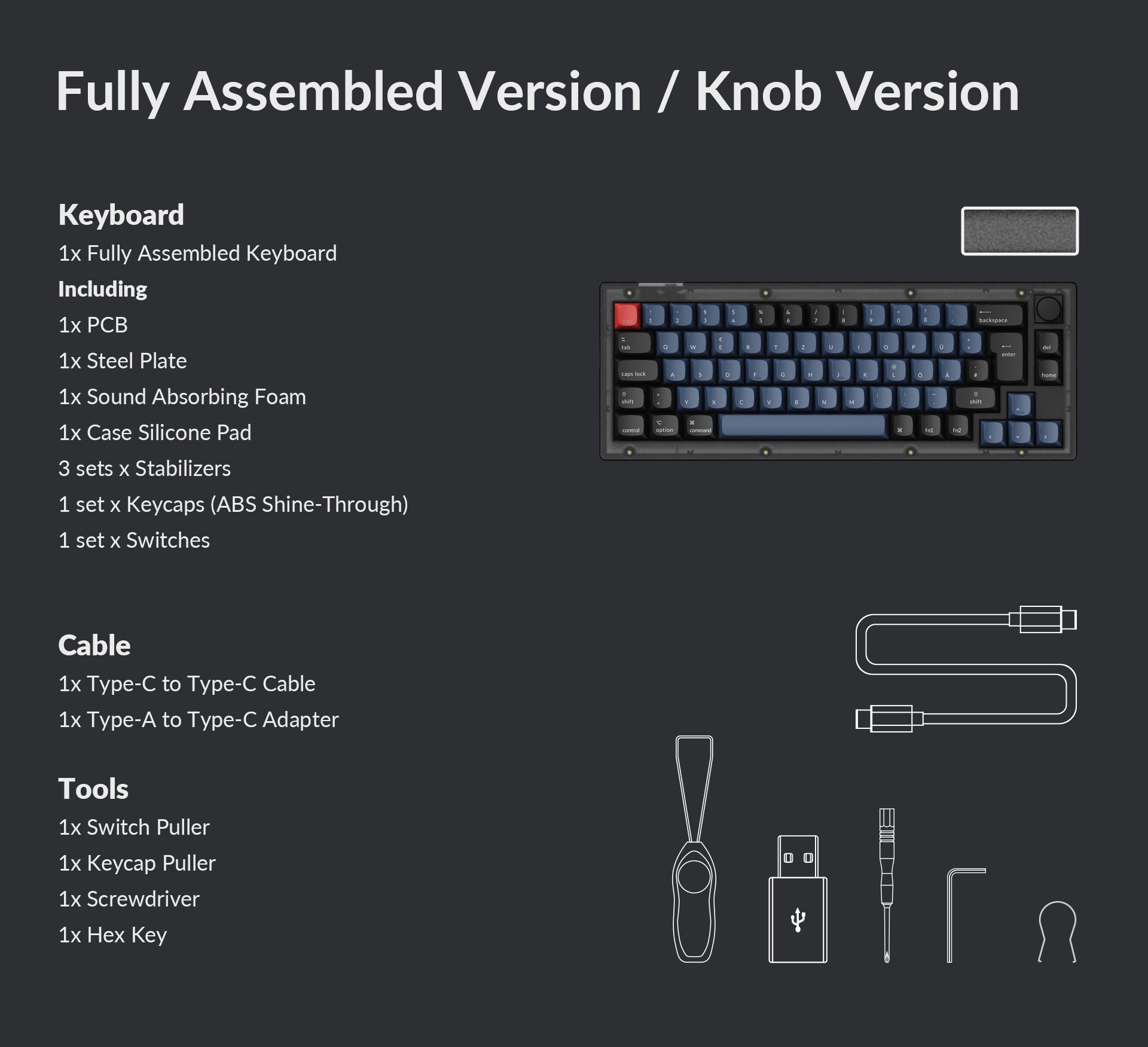 Package List of Keychron V2 QMK VIA custom mechanical keyboard ISO layout