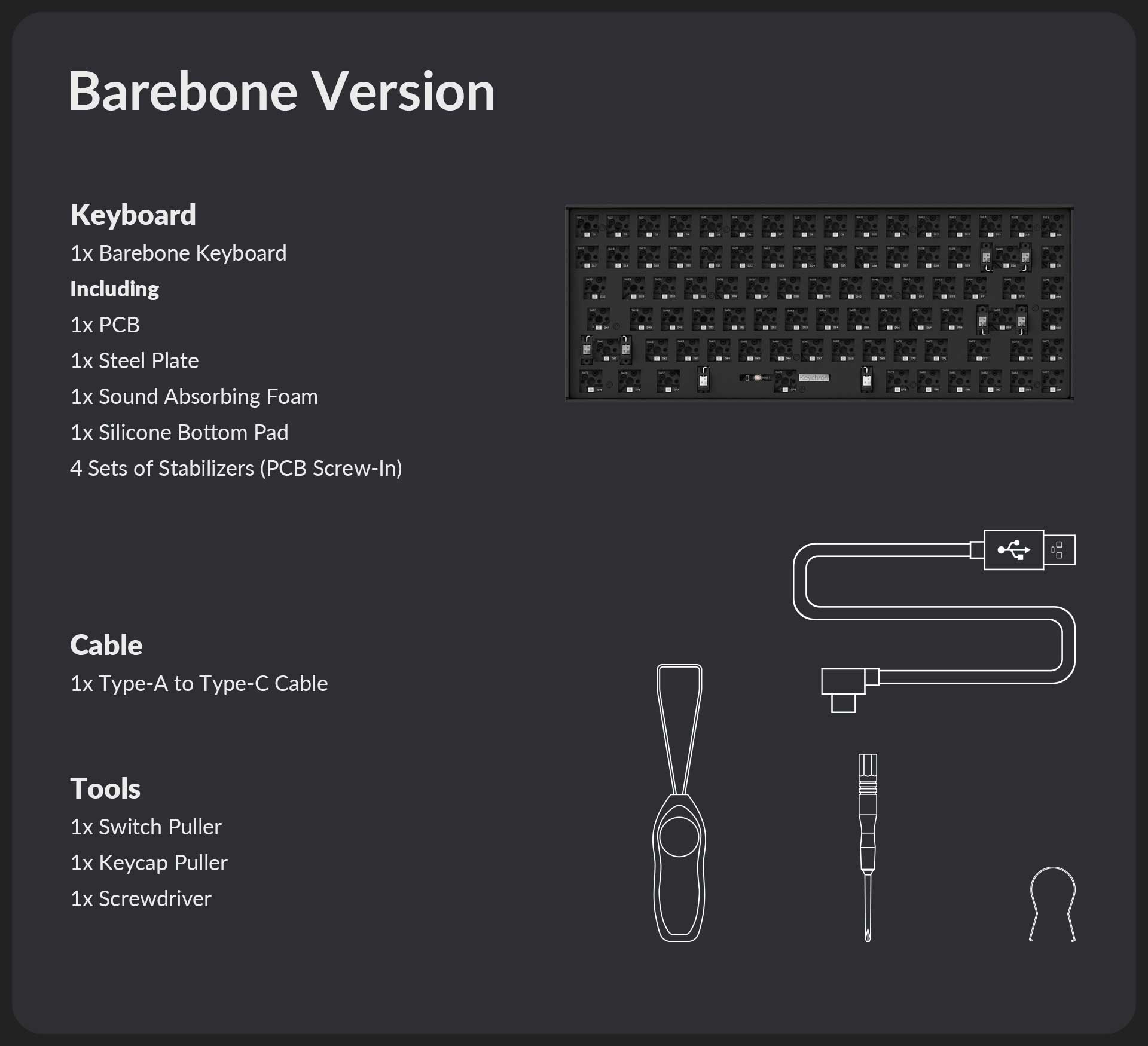 Keychron K2 Pro Barebone version package content