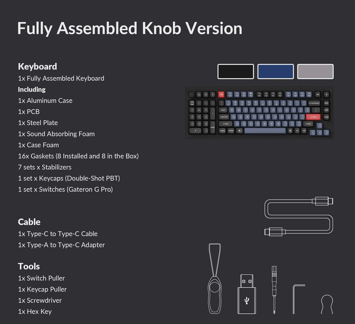 Package List of Keychron Q12 Compact 96% Layout Custom Mechanical Keyboard Fully Assembled Knob Version