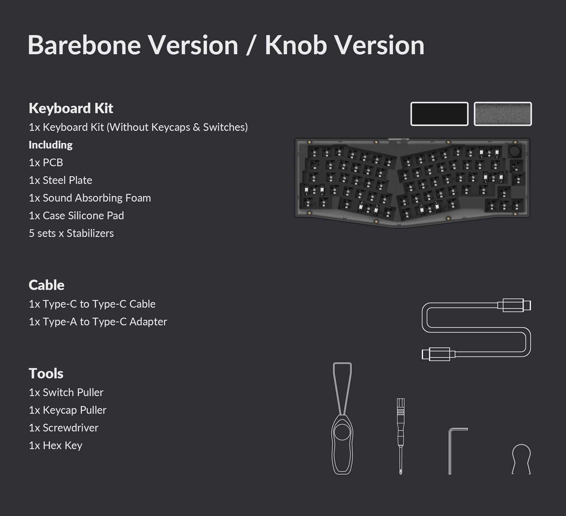 Package list of Keychron V8 Barebone Knob Version