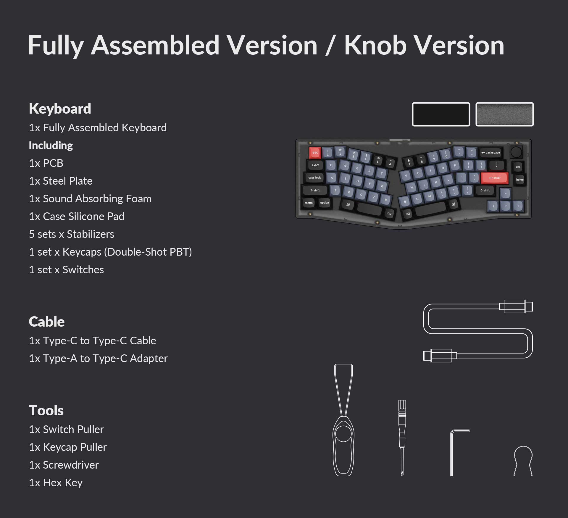 Package list of Keychron V8 Fully Assembled Knob Version