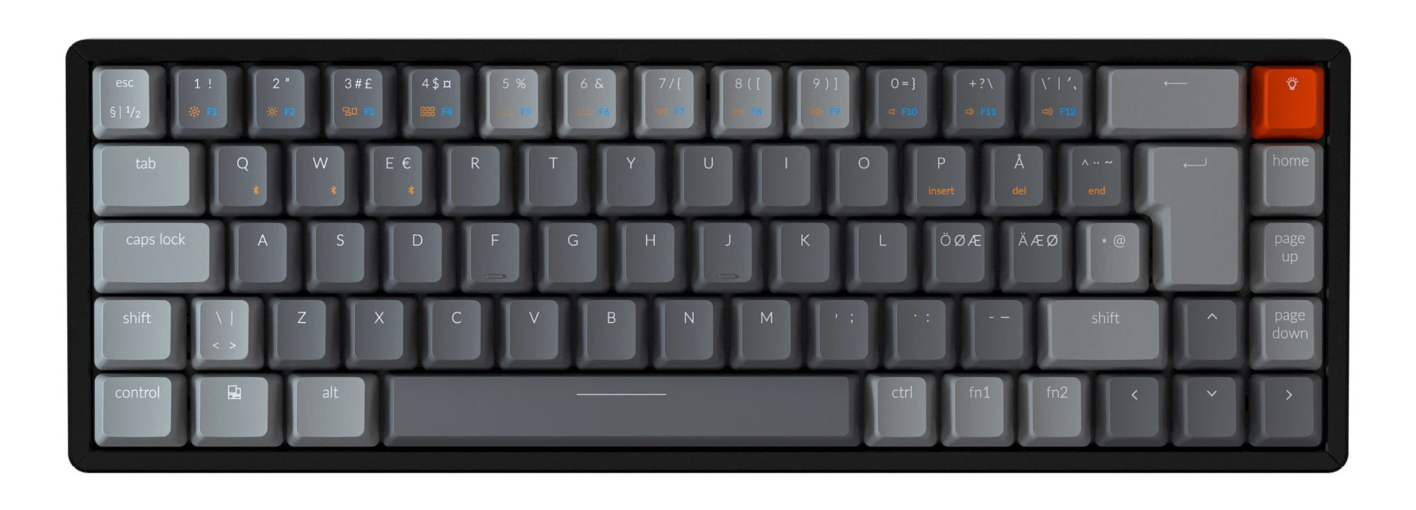 Keychron K6 65 percent compact wireless mechanical keyboard for Mac Windows iPad tablet Nordic layout Gateron mechanical brown switch with RGB backlight