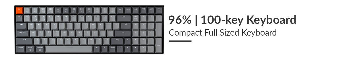 鍵盤尺寸和佈局-96% 全尺寸鍵盤-keychron 無線機械鍵盤 k4