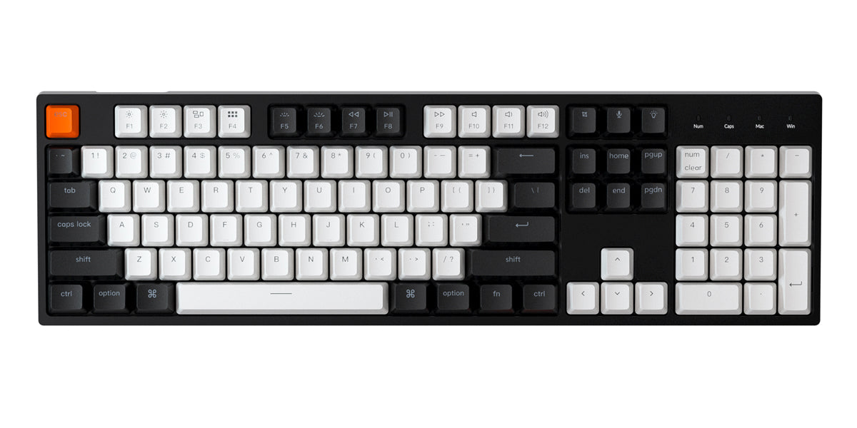 鍵盤尺寸和佈局-100% 全尺寸鍵盤-keychron 無線機械鍵盤 c2