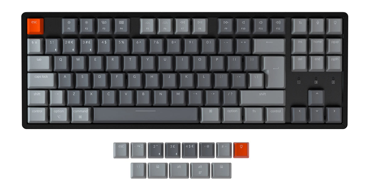 Keycaps for macOS installed of Keychron K8 Wireless Mechanical Keyboard UK ISO Layout