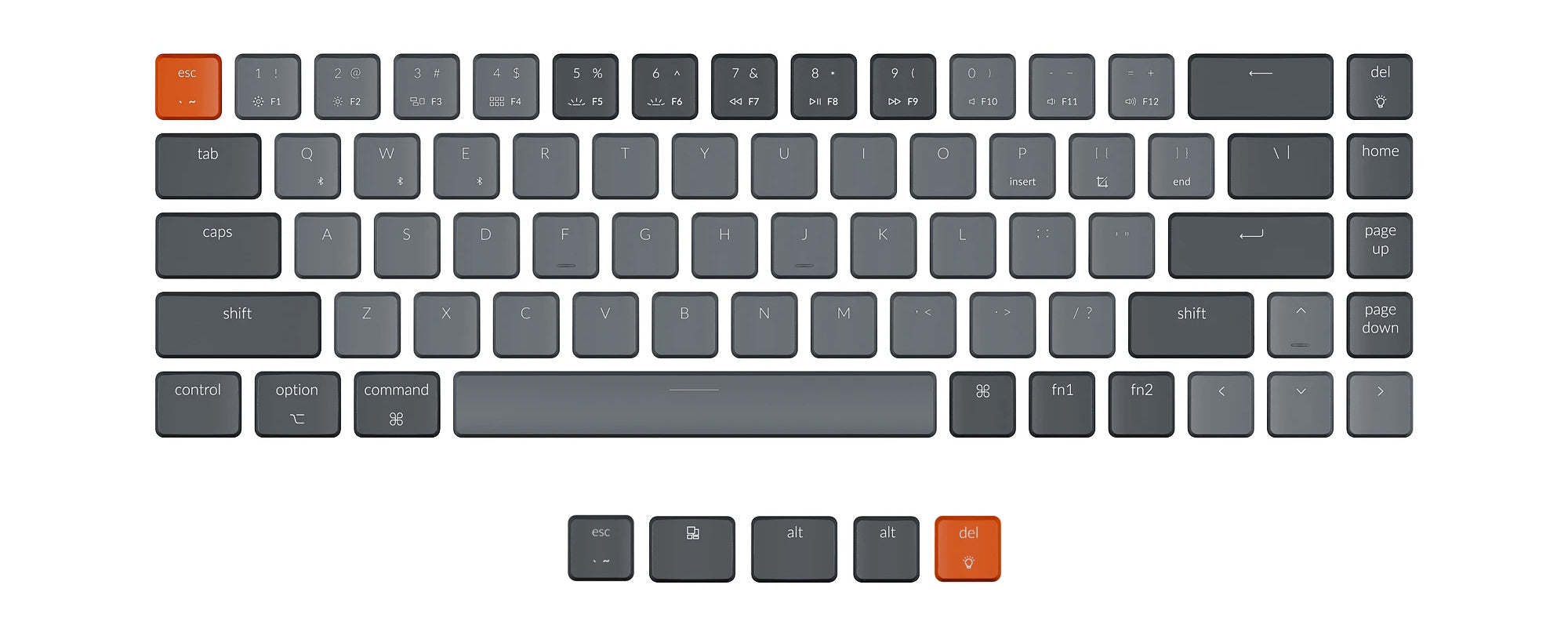 Keychron K7 ABS Keycap Set with light grey in the middle