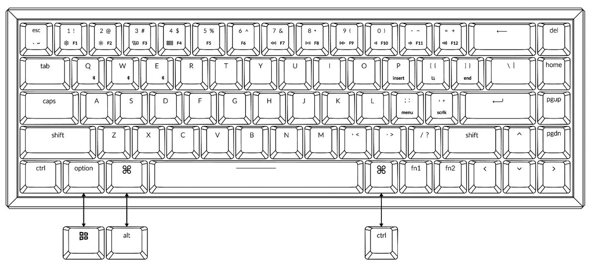 Keychron K6 65 percent compact wireless mechanical keyboard  US ANSI layout for Mac and Windows