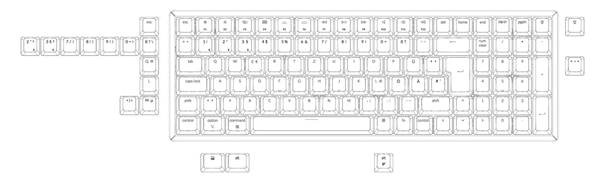 Keychron K4 96 percent wireless mechanical keyboard for Mac Windows Android - Gateron mechanical switch and LK optical switch 