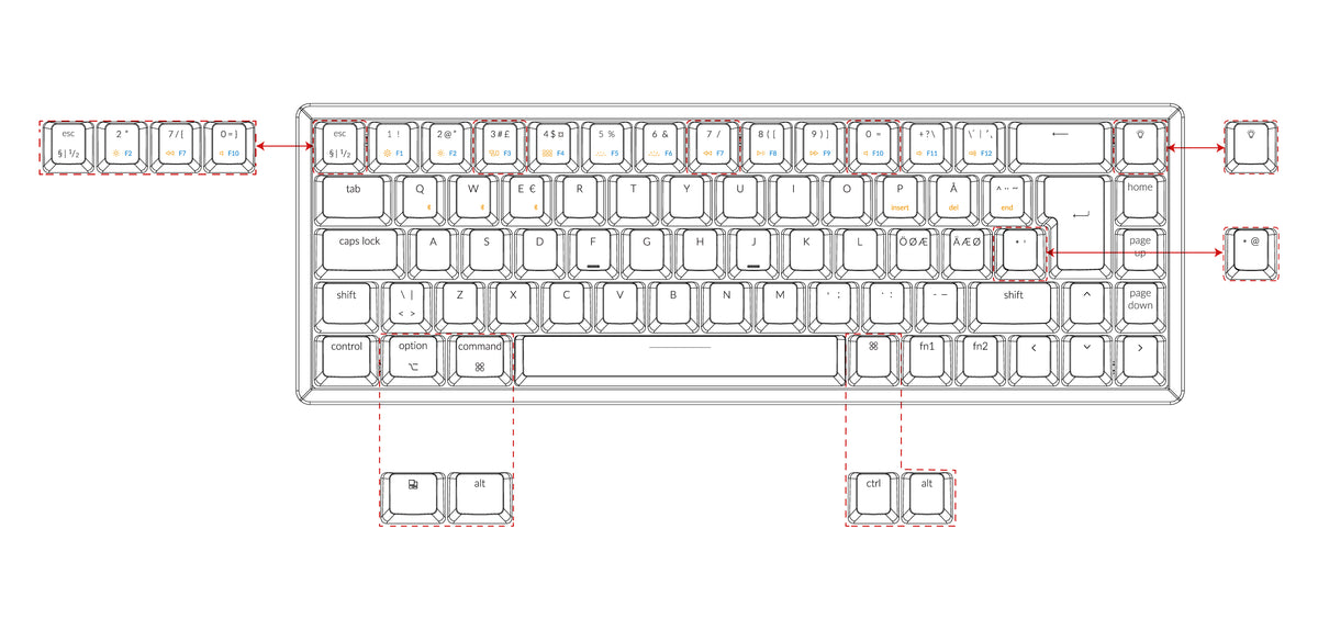 Keychron K6 65 percent compact wireless mechanical keyboard Nordic layout for Mac and Windows