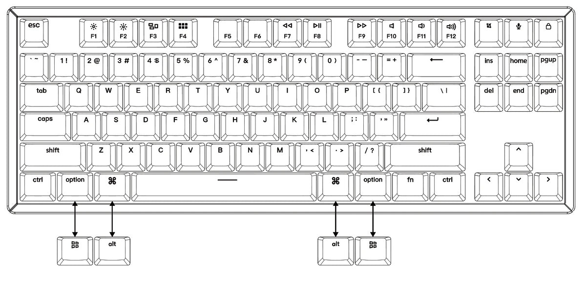 Keychron K8 tenkeyless wireless mechanical keyboard for Mac Windows iOS layout