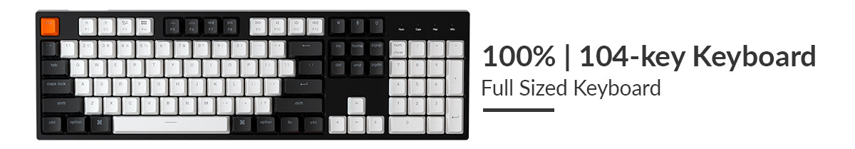 鍵盤尺寸和佈局-100% 全尺寸鍵盤-keychron 無線機械鍵盤 c2
