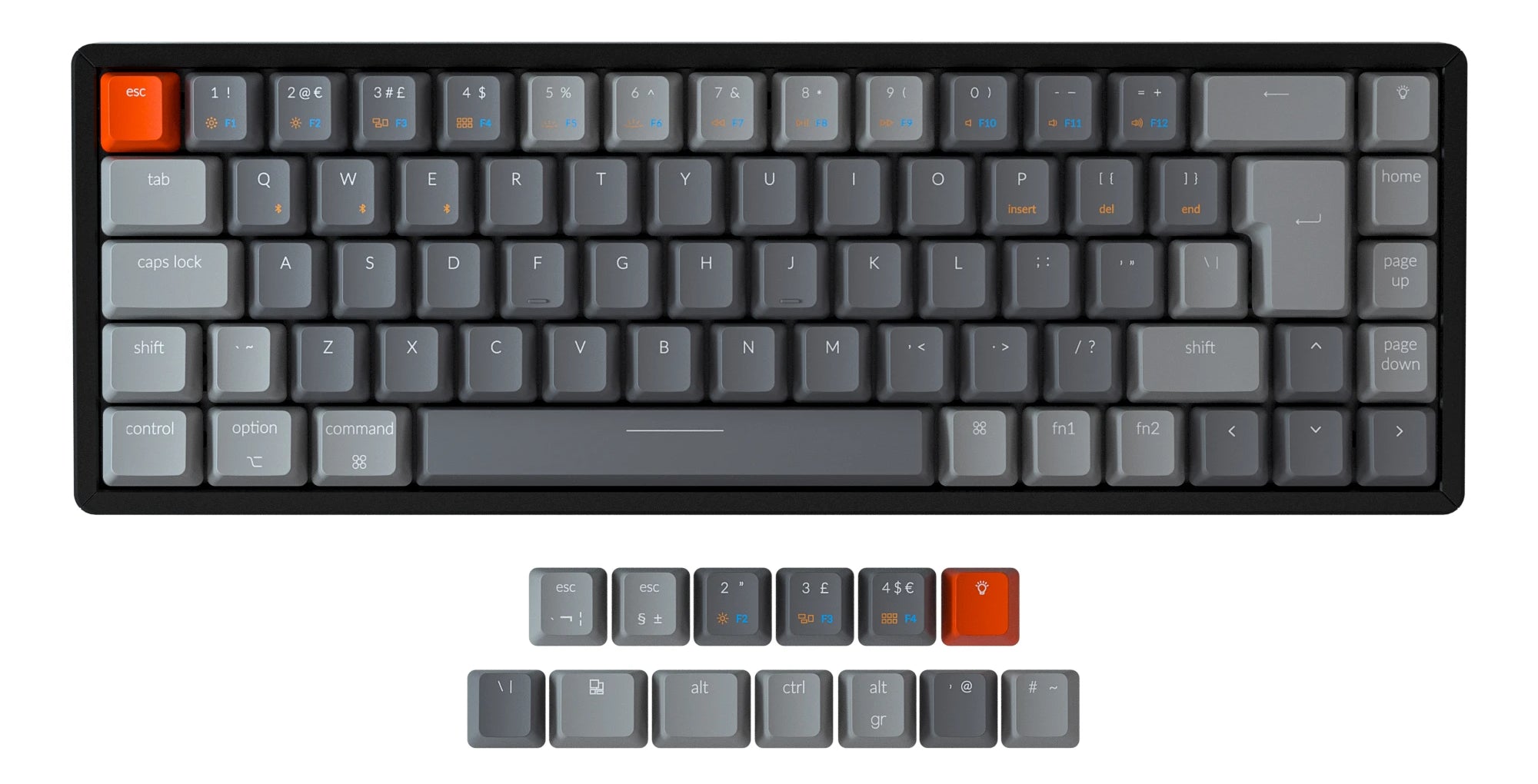 Keychron K6 65 percent compact wireless mechanical keyboard for Mac Windows iPad tablet Nordic layout Gateron mechanical brown switch with RGB backlight