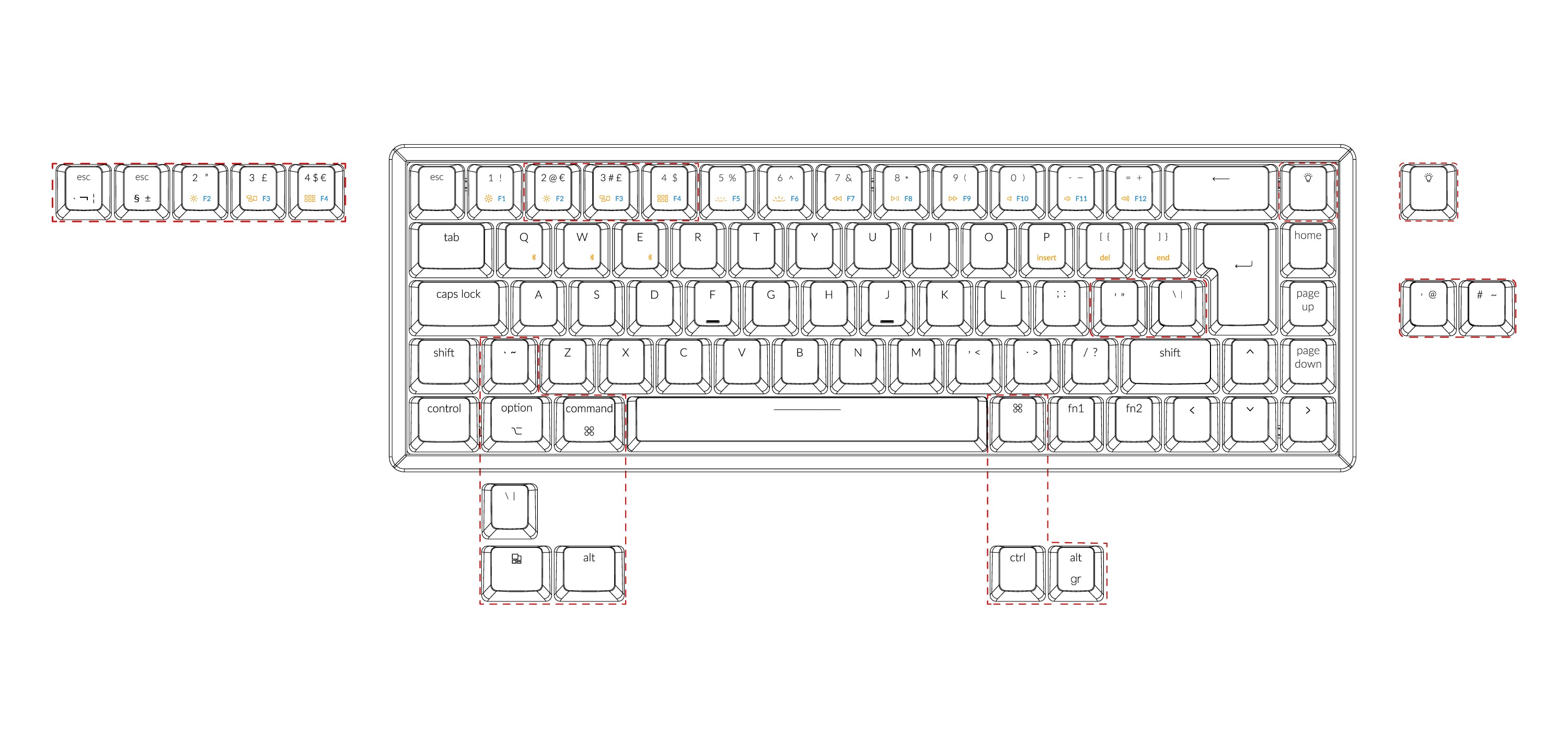 Keychron K6 65 percent compact wireless mechanical keyboard Nordic layout for Mac and Windows