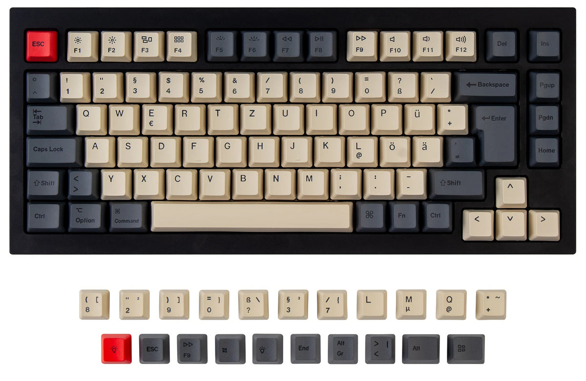 ISO Q1 Q1 Pro V1 K2 K2 Pro OEM Dye-Sub PBT Keycap Set - Carbon