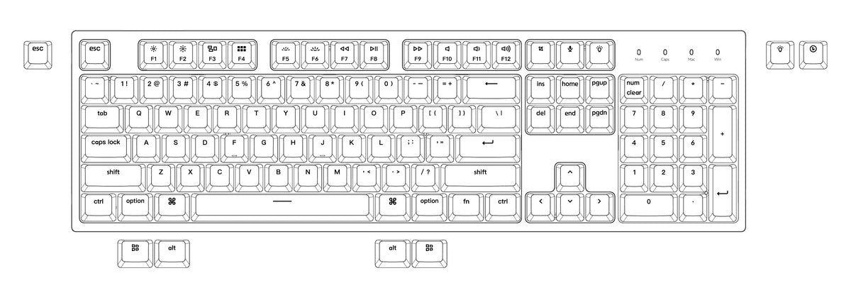 Keychron C2 hot-swappable wired type-c mechanical keyboard 104-keys full-size layout for Mac Windows iOS Gateron switch red blue brown RGB backlight